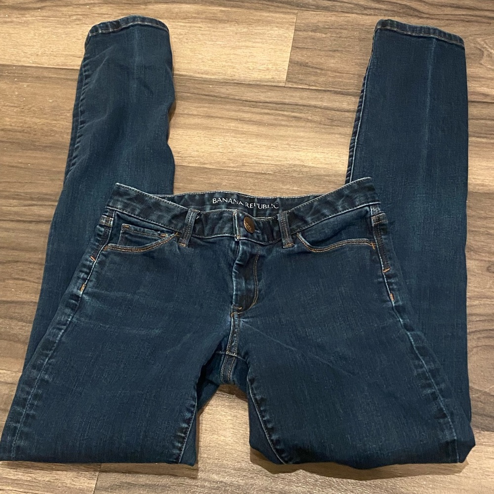 Banana Republic Women’s Skinny Jeans Waist Size 25 Dark Blue - Picture 2 of 6